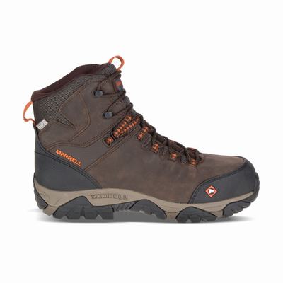 Merrell Phaserbound Mid Waterproof Comp Toe Arbetsskor Herr Bruna (SE726351)